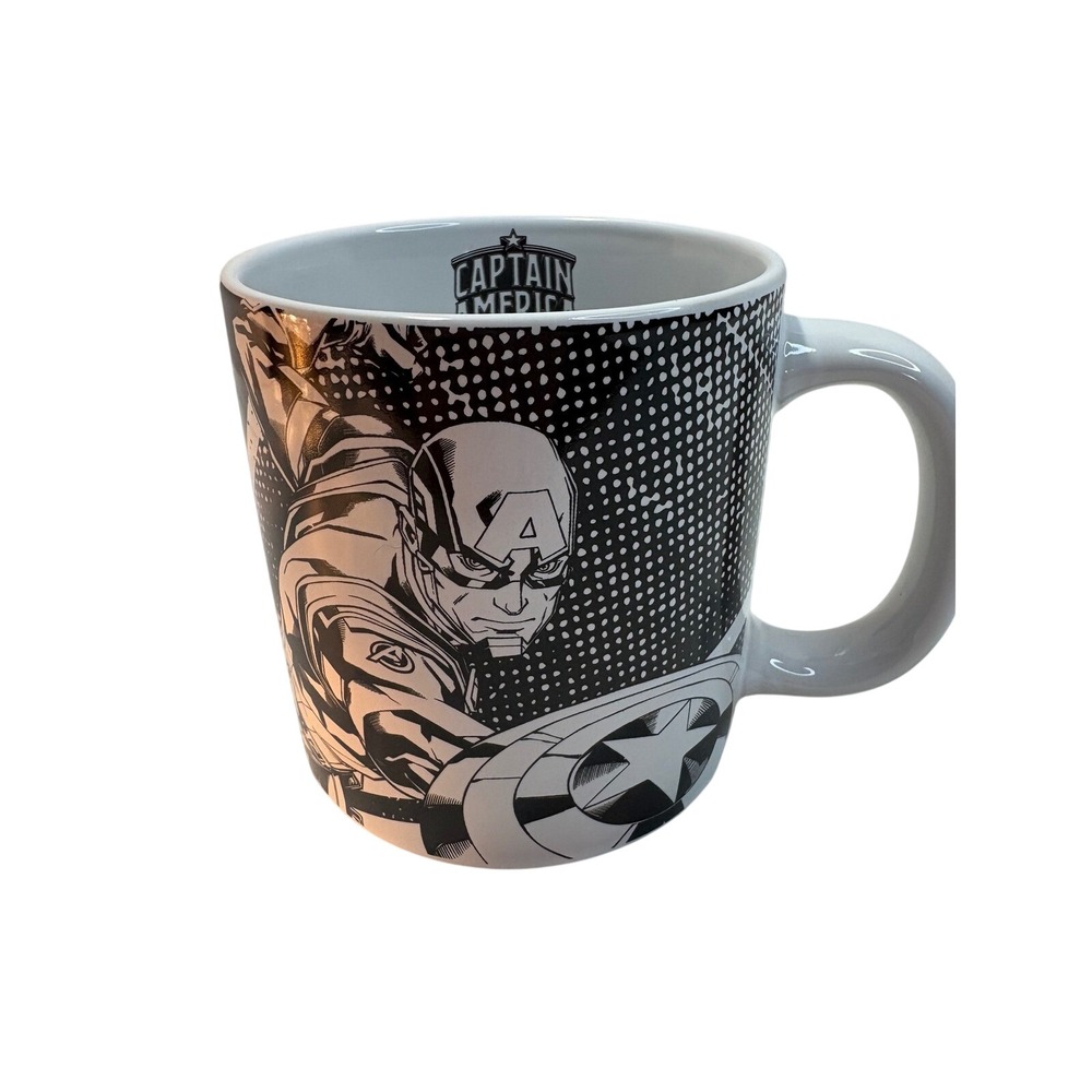 Marvel Captain America Comic Art Ceramic Coffee Mug Black White Bioworld
